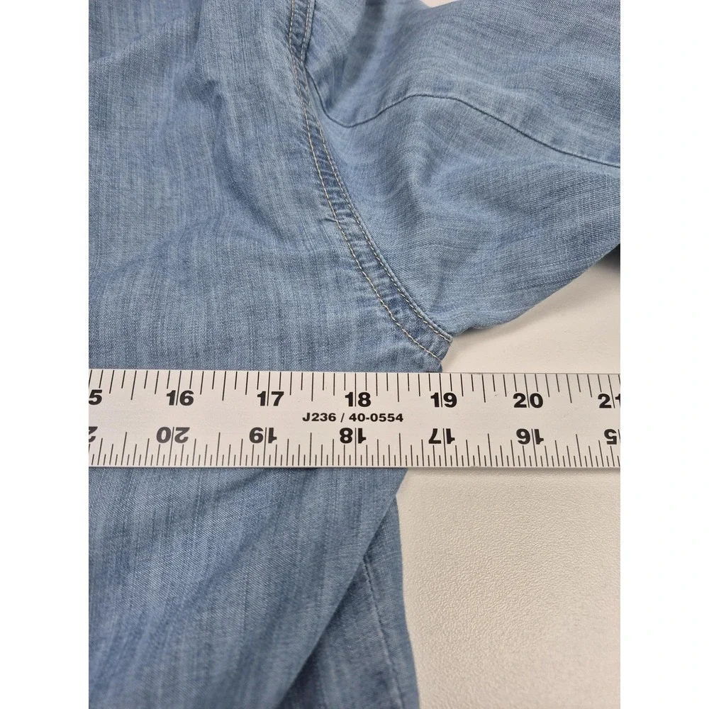 Veronica Beard Shirt Dress Womens 4 Blue Chambray Tiered Hi Low Long Sleeve